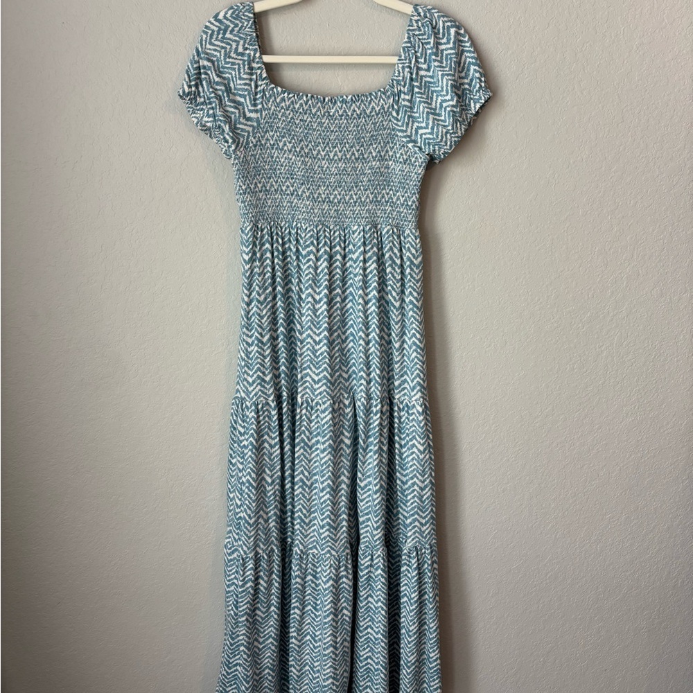 Anthropologie Daily Practice Blue Smocked Maxi Dress Size XS - Picture 5 of 7
